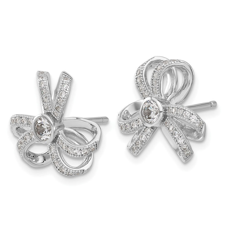 Sterling Silver Brilliant Embers Cz Flower Post Earrings
