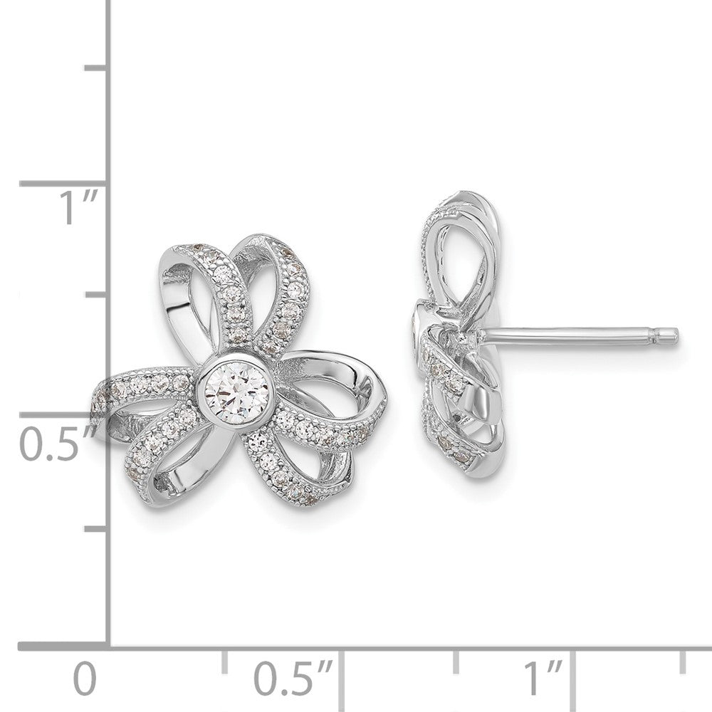 Sterling Silver Brilliant Embers Cz Flower Post Earrings
