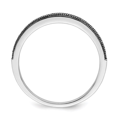 Sterling Silver Brilliant Embers Rhodium-Plated 25 Stone Micro Pav Black Cz Polished Ring
