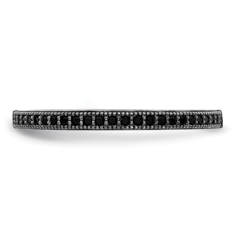 Sterling Silver Brilliant Embers Rhodium-Plated 25 Stone Micro Pav Black Cz Polished Ring