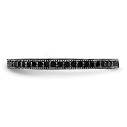 Sterling Silver Brilliant Embers Rhodium-Plated 25 Stone Micro Pav Black Cz Polished Ring