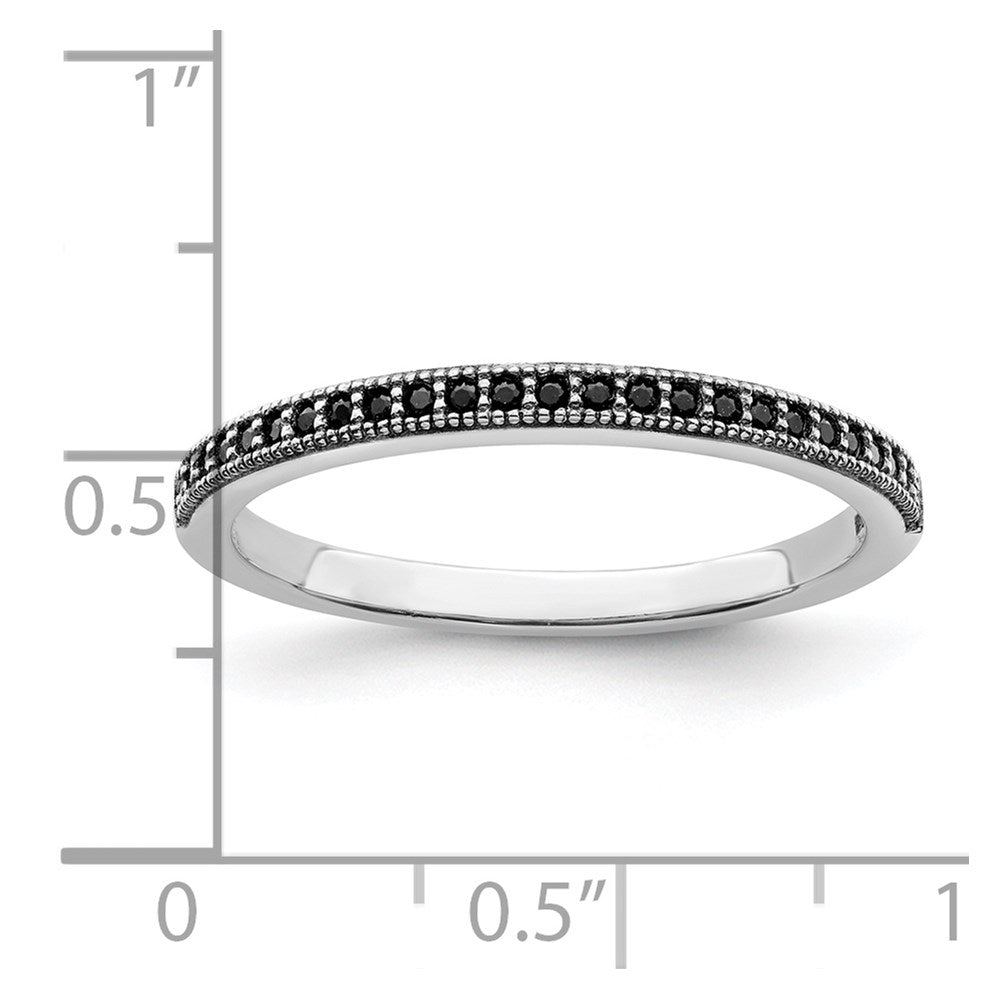 Sterling Silver Brilliant Embers Rhodium-Plated 25 Stone Micro Pav Black Cz Polished Ring