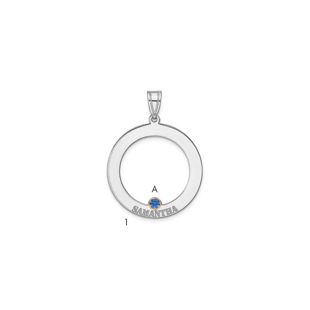 Sterling Silver Ss/Rhod-Plated 1 Birthstone Circle With 14K Bezel Family Pendant