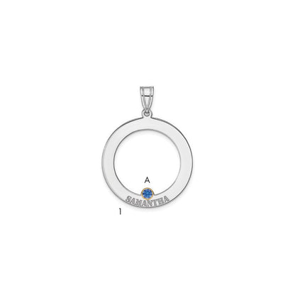 Sterling Silver Ss/Rhod-Plated 1 Birthstone Circle With 14K Bezel Family Pendant