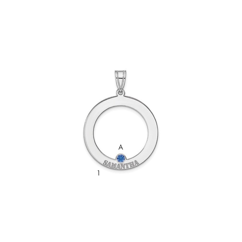 Sterling Silver Ss/Rhodium-Plated 1 Birthstone Circle With Ss Bezel Family Pendant