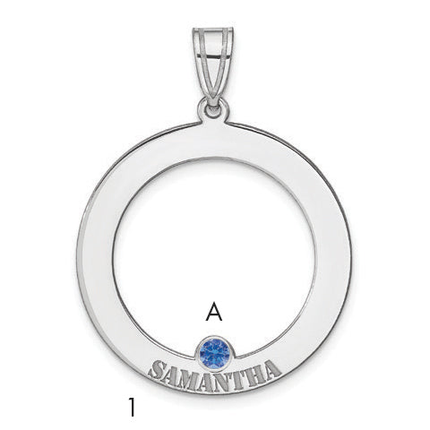 Sterling Silver Ss/Rhodium-Plated 1 Birthstone Circle With Ss Bezel Family Pendant