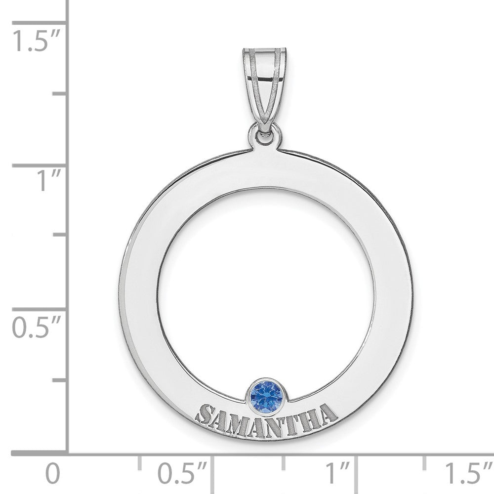 Sterling Silver Ss/Rhodium-Plated 1 Birthstone Circle With Ss Bezel Family Pendant