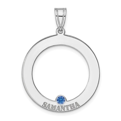 Sterling Silver Ss/Rhodium-Plated 1 Birthstone Circle With Ss Bezel Family Pendant