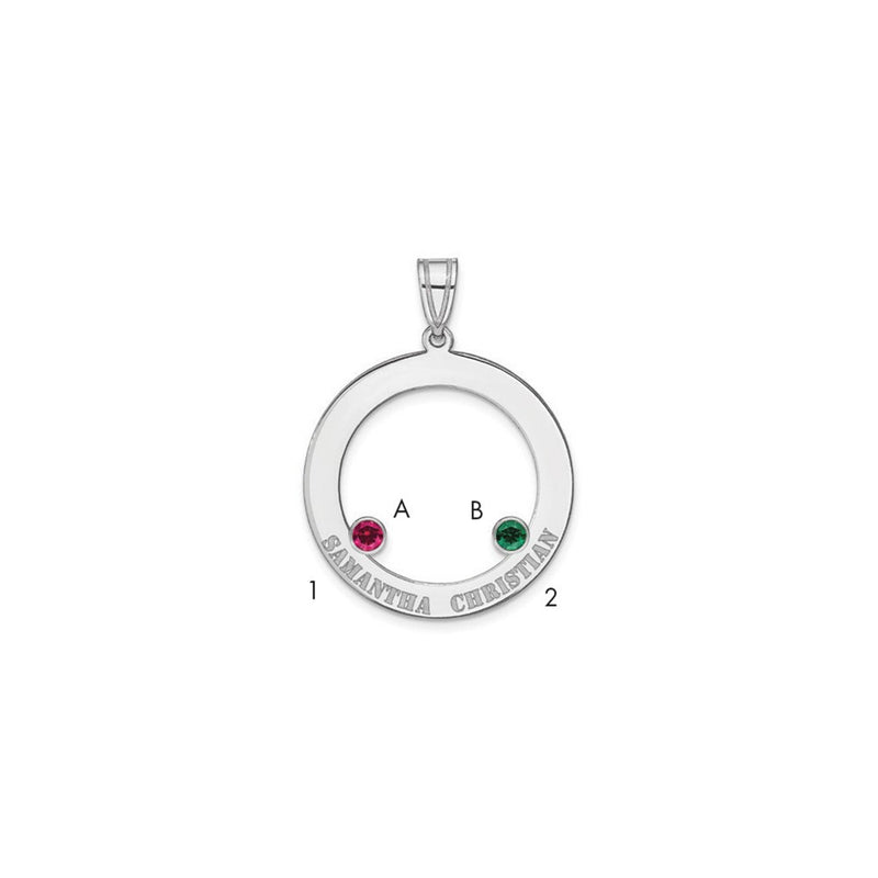 Sterling Silver Ss/Rhodium-Plated 2 Birthstone Circle With Ss Bezel Family Pendant
