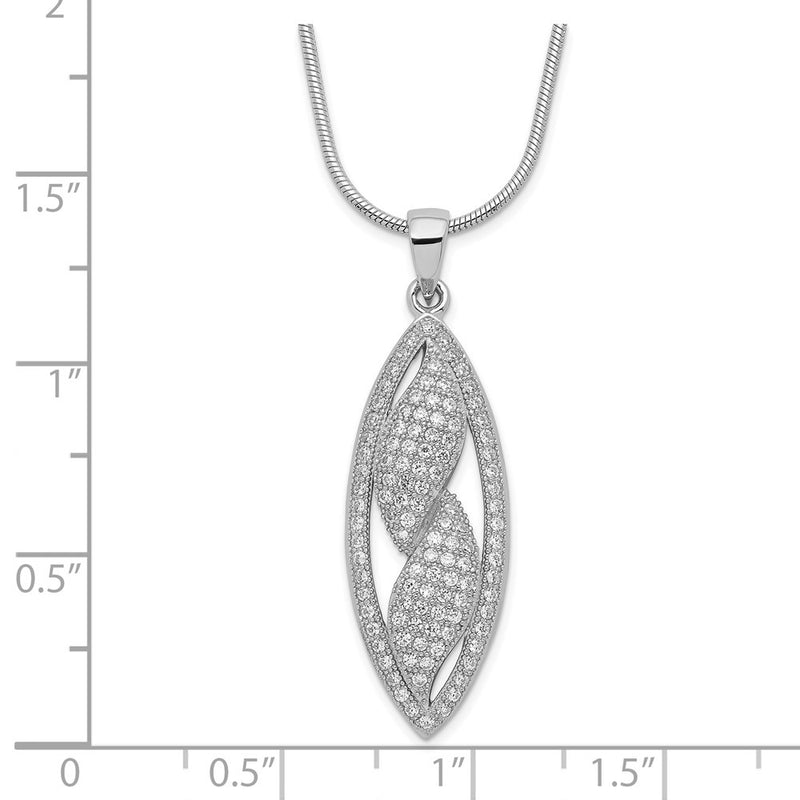 Sterling Silver & Cz Brilliant Embers Fancy Marquise Design Necklace
