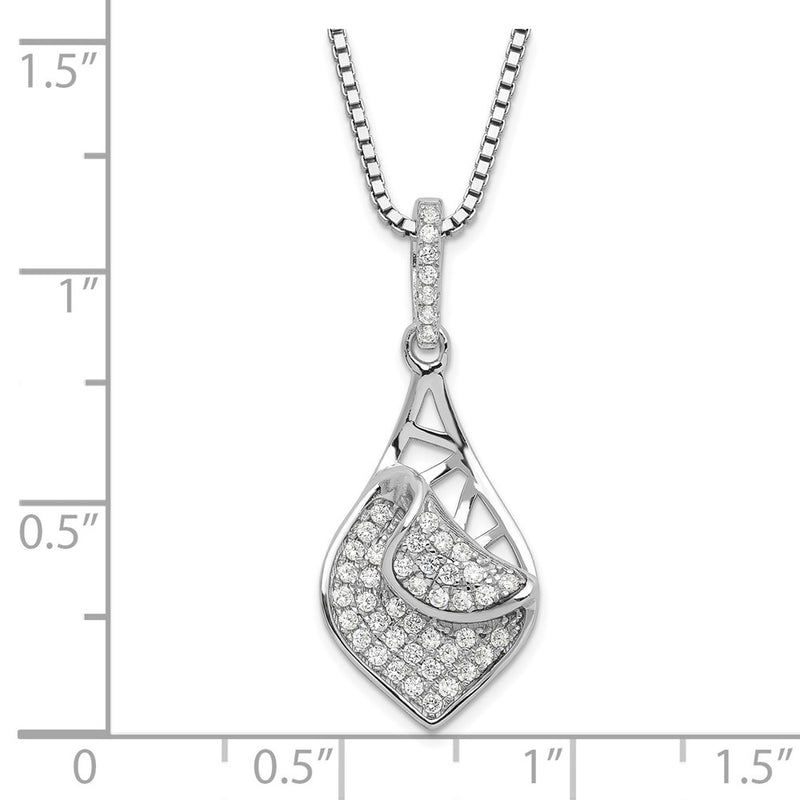 Sterling Silver & Cz Brilliant Embers Fancy Teardrop Necklace