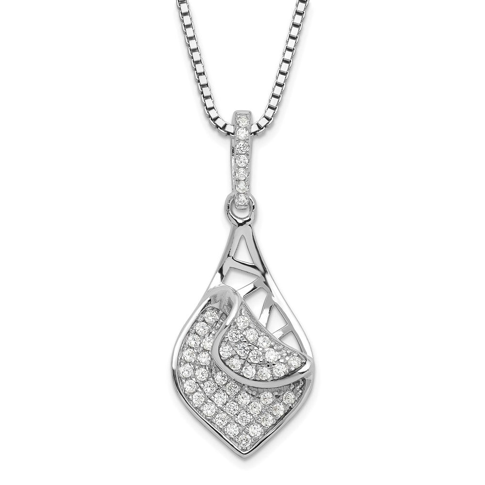 Sterling Silver & Cz Brilliant Embers Fancy Teardrop Necklace