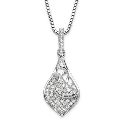 Sterling Silver & Cz Brilliant Embers Fancy Teardrop Necklace