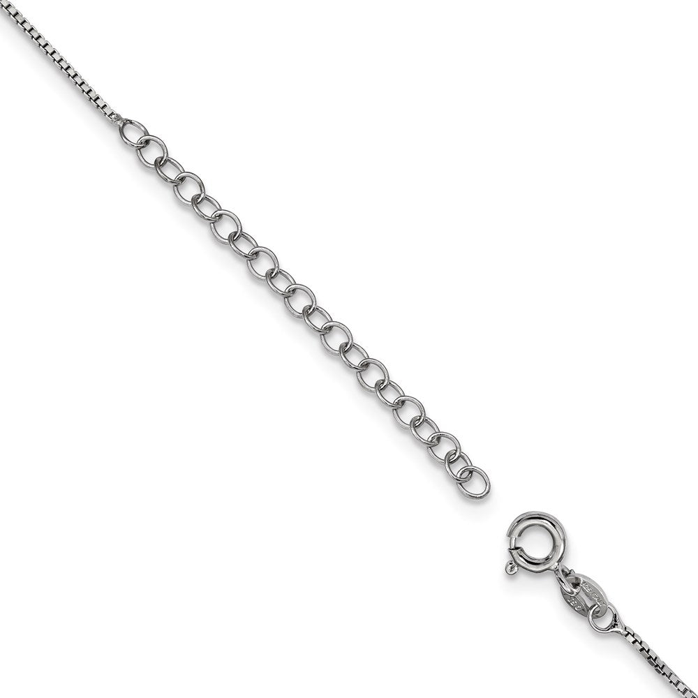 Sterling Silver Brilliant Embers Rhodium-Plated Polished Cz Teardrop W/ 2In Ext Necklace