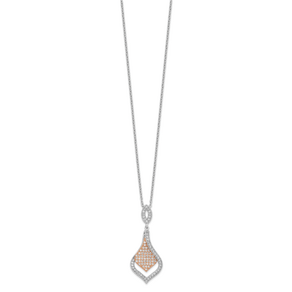 Ss/Gold Plated Brilliant Embers Sterling Silver Rose Gold-Plated Rhodium-Plated 105 Stone 18 Inch Micro Pav Cz Necklace With 2 Extender