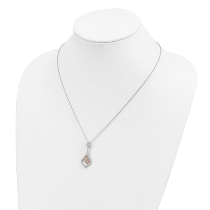 Ss/Gold Plated Brilliant Embers Sterling Silver Rose Gold-Plated Rhodium-Plated 105 Stone 18 Inch Micro Pav Cz Necklace With 2 Extender