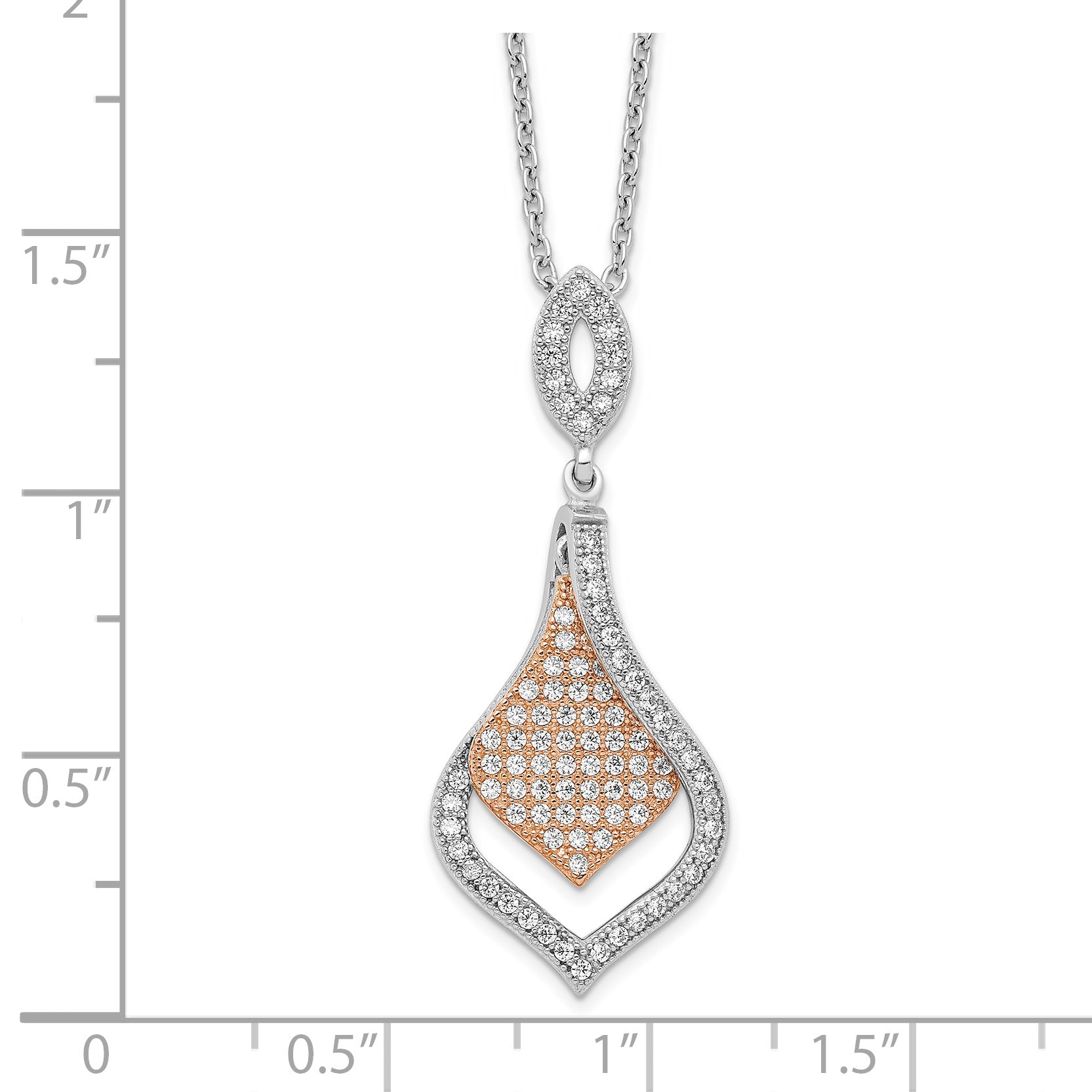 Ss/Gold Plated Brilliant Embers Sterling Silver Rose Gold-Plated Rhodium-Plated 105 Stone 18 Inch Micro Pav Cz Necklace With 2 Extender