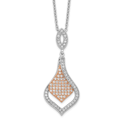 Ss/Gold Plated Brilliant Embers Sterling Silver Rose Gold-Plated Rhodium-Plated 105 Stone 18 Inch Micro Pav Cz Necklace With 2 Extender