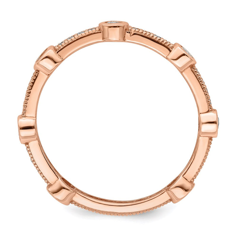 Sterling Silver Brilliant Embers Rose Gold-Plated 33 Stone Micro Pav Cz Ring