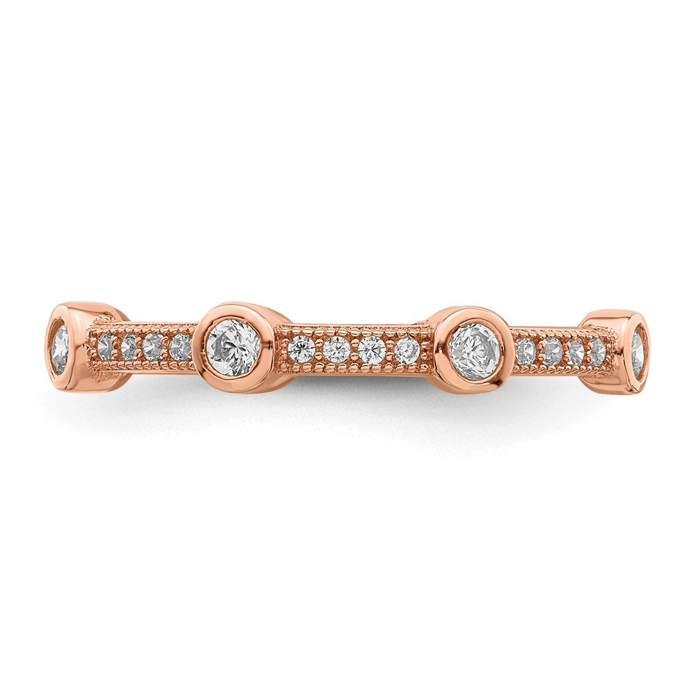 Sterling Silver Brilliant Embers Rose Gold-Plated 33 Stone Micro Pav Cz Ring