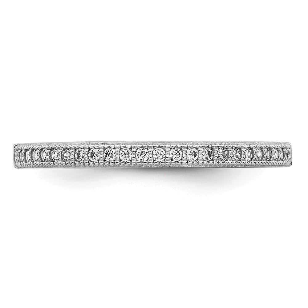Sterling Silver Brilliant Embers Rhodium-Plated 25 Stone Micro Pav Cz Polished Ring