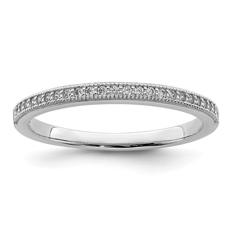Sterling Silver Brilliant Embers Rhodium-Plated 25 Stone Micro Pav Cz Polished Ring