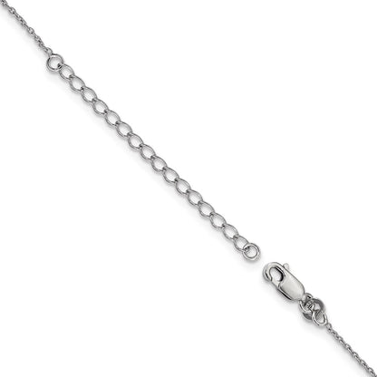 Sterling Silver Brilliant Embers Rhodium-Plated Brushed Cz Teardrop W/ 2In Ext Necklace