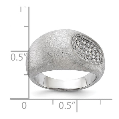 Sterling Silver Brilliant Embers Modern Brushed Cz Ring