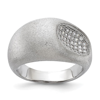 Sterling Silver Brilliant Embers Modern Brushed Cz Ring