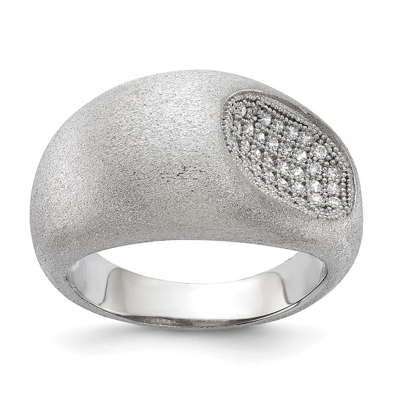Sterling Silver Brilliant Embers Modern Brushed Cz Ring