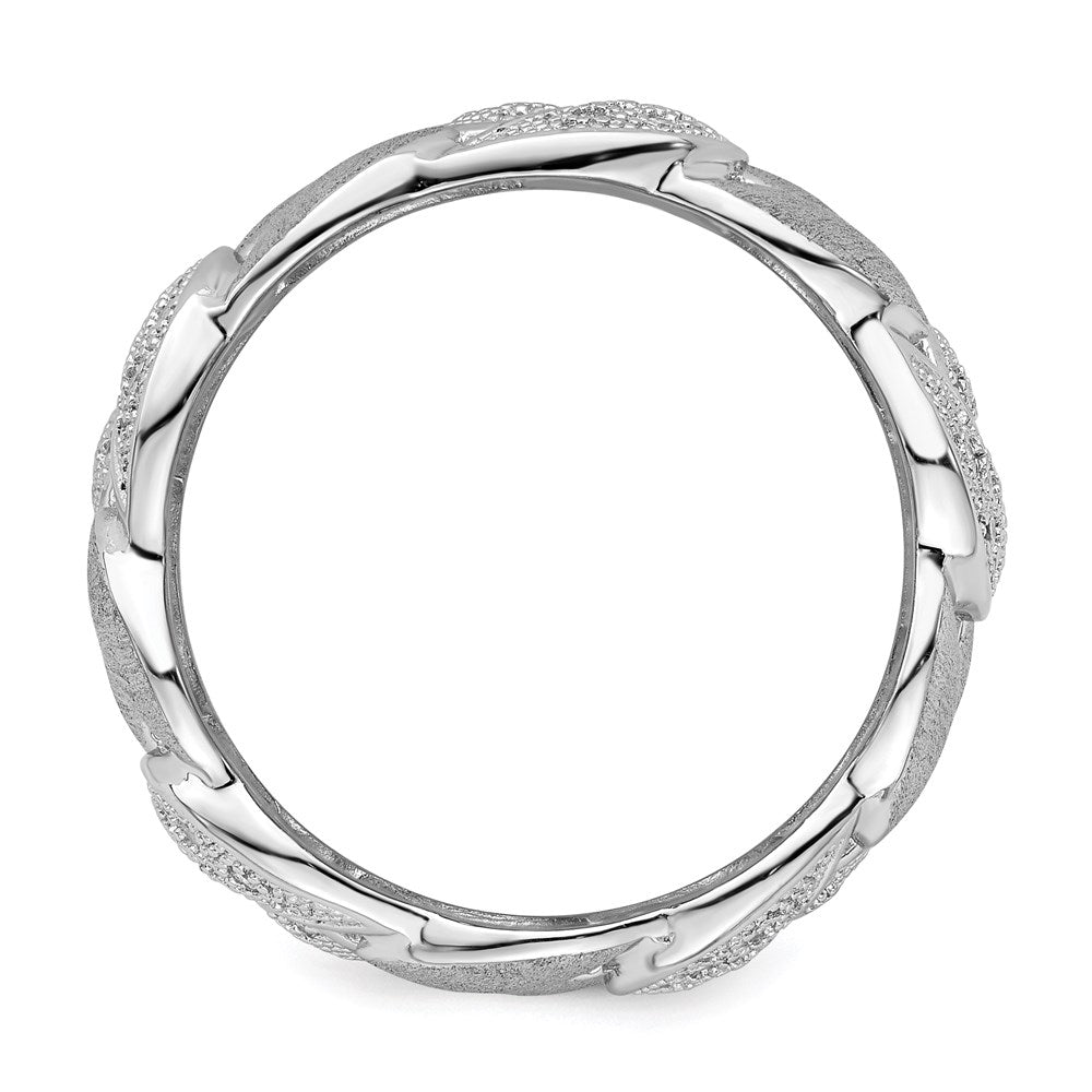 Sterling Silver Brilliant Embers Rhodium-Plated 110 Stone Micro Pav Cz Brushed And Polished Ring