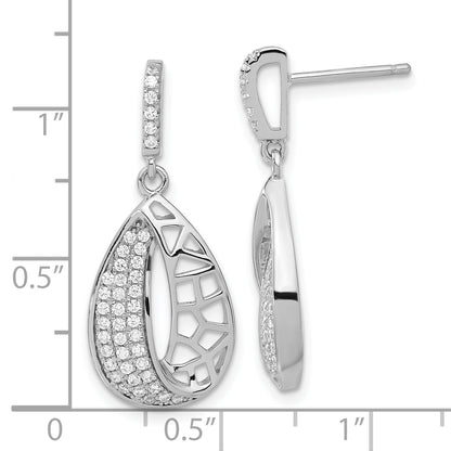 Sterling Silver Brilliant Embers Cz Teardrop Dangle Post Earrings