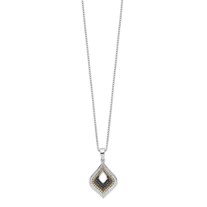 Sterling Silver Brilliant Embers Rhodium-Plated 109 Stone 18 Inch Micro Pav Black And White Cz Necklace With 2 Extender