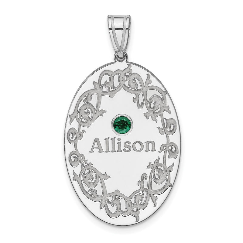 Sterling Silver Rhodium-Plated Crystal Family Pendant