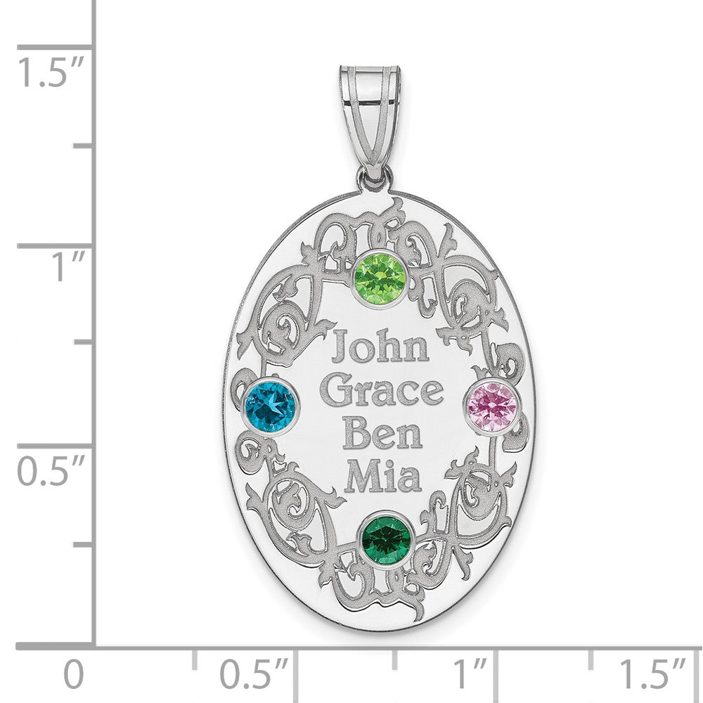 Sterling Silver Rhodium-Plated Crystal Family Pendant