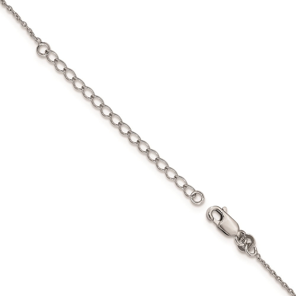 Sterling Silver Brilliant Embers Rhodium-Plated 20 Stone 18 Inch White And Green Micro Pav Cz Necklace With 2 Extender