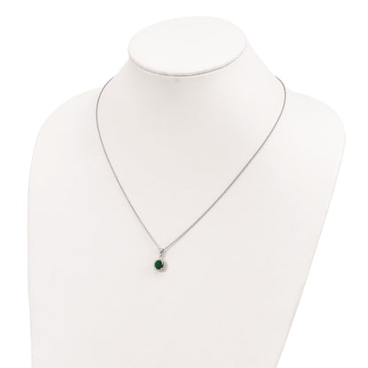 Sterling Silver Brilliant Embers Rhodium-Plated 20 Stone 18 Inch White And Green Micro Pav Cz Necklace With 2 Extender