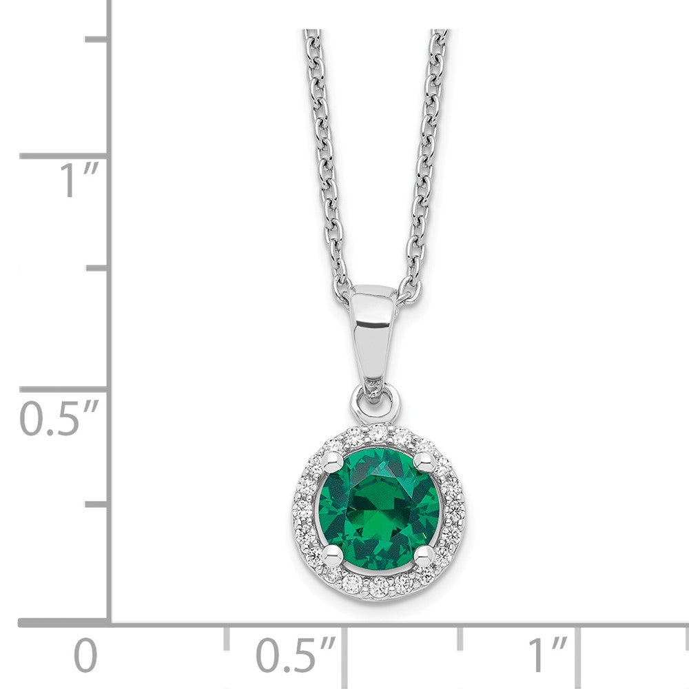 Sterling Silver Brilliant Embers Rhodium-Plated 20 Stone 18 Inch White And Green Micro Pav Cz Necklace With 2 Extender