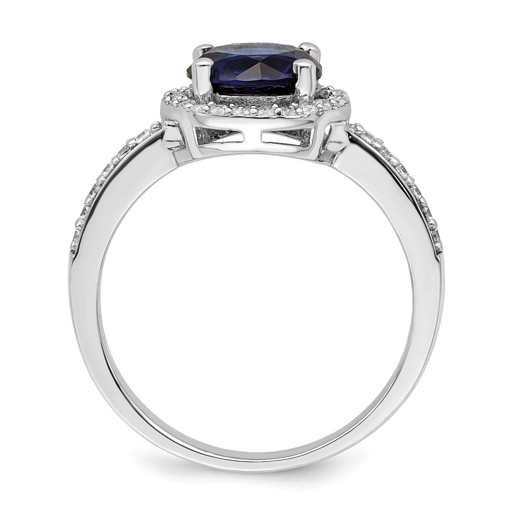 Sterling Silver Brilliant Embers Rhodium-Plated 35 Stone White And Blue Micro Pav Cz Ring