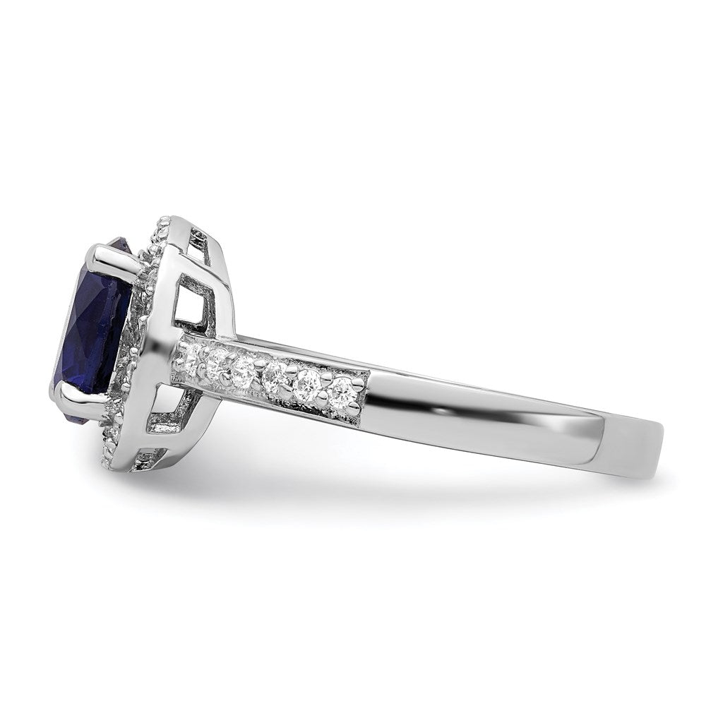 Sterling Silver Brilliant Embers Rhodium-Plated 35 Stone White And Blue Micro Pav Cz Ring