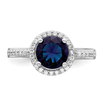 Sterling Silver Brilliant Embers Rhodium-Plated 35 Stone White And Blue Micro Pav Cz Ring
