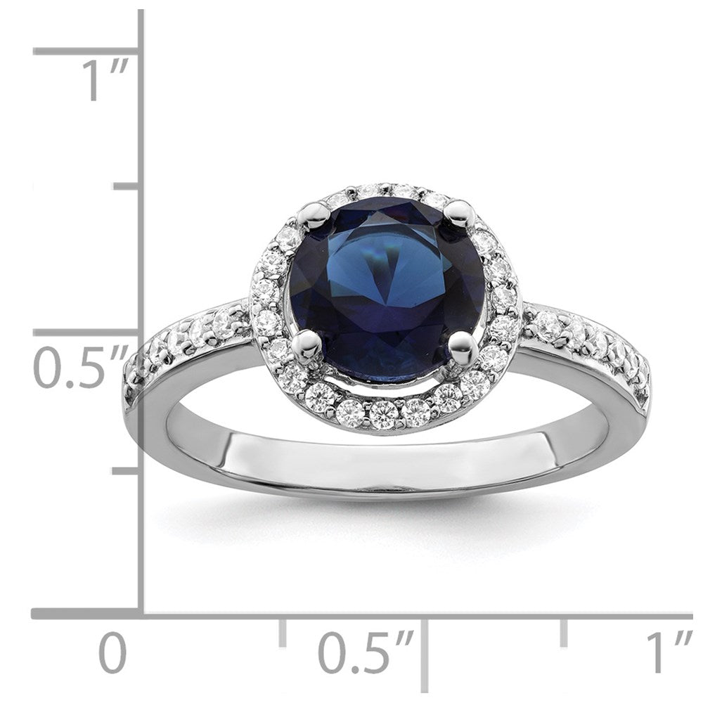 Sterling Silver Brilliant Embers Rhodium-Plated 35 Stone White And Blue Micro Pav Cz Ring