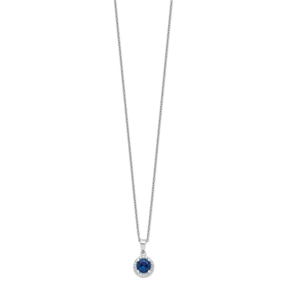 Sterling Silver Brilliant Embers Rhodium-Plated 20 Stone 18 Inch White And Blue Micro Pav Cz Necklace With 2 Extender