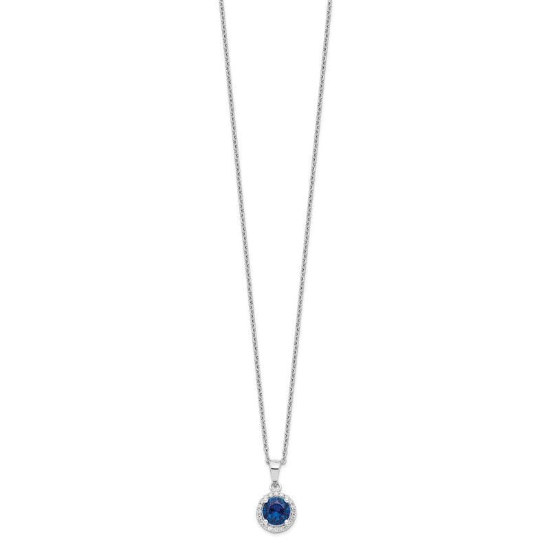 Sterling Silver Brilliant Embers Rhodium-Plated 20 Stone 18 Inch White And Blue Micro Pav Cz Necklace With 2 Extender
