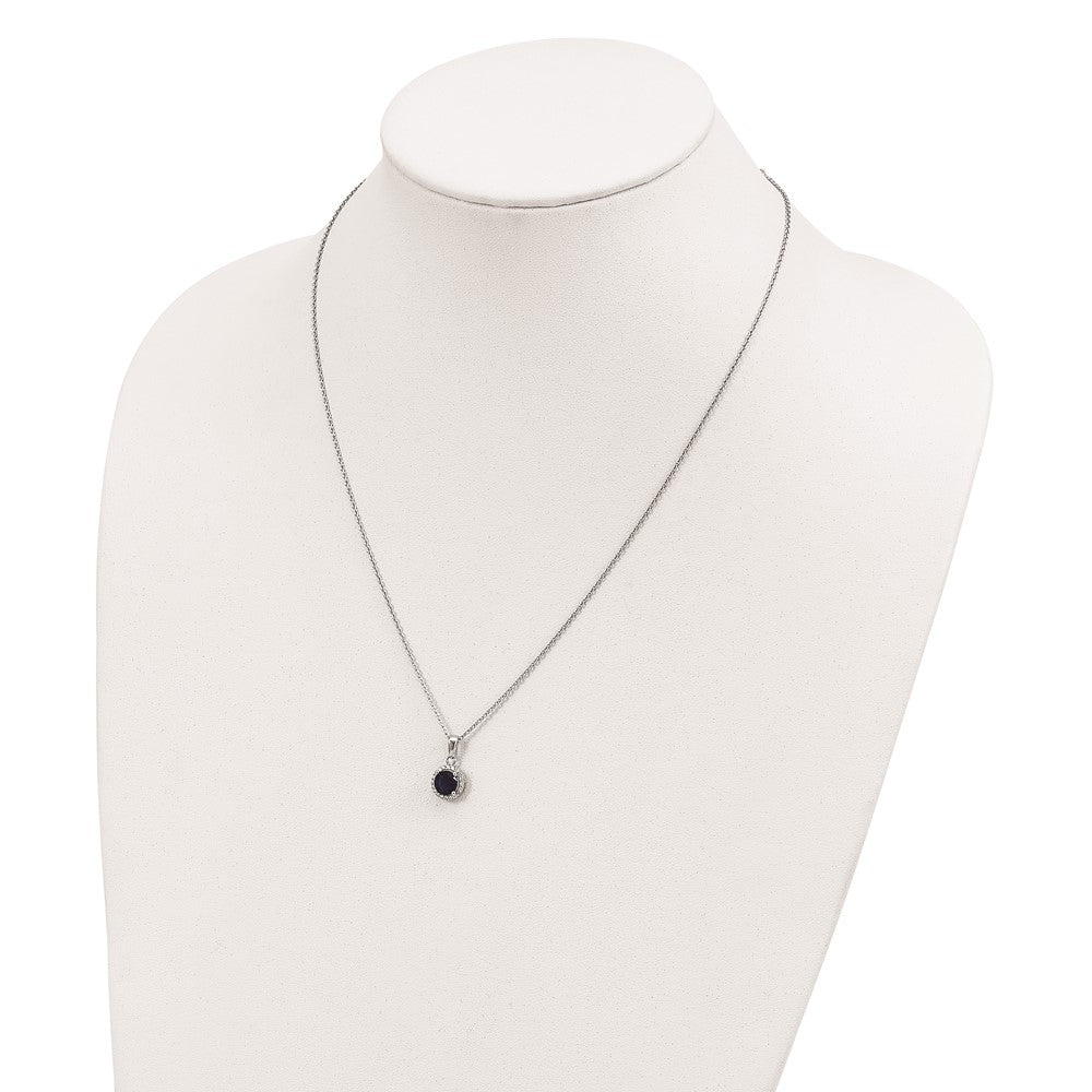 Sterling Silver Brilliant Embers Rhodium-Plated 20 Stone 18 Inch White And Blue Micro Pav Cz Necklace With 2 Extender