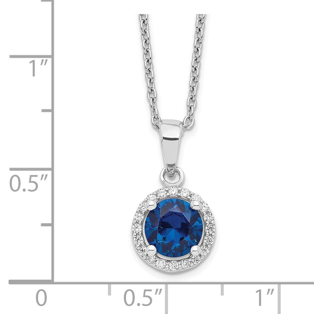 Sterling Silver Brilliant Embers Rhodium-Plated 20 Stone 18 Inch White And Blue Micro Pav Cz Necklace With 2 Extender