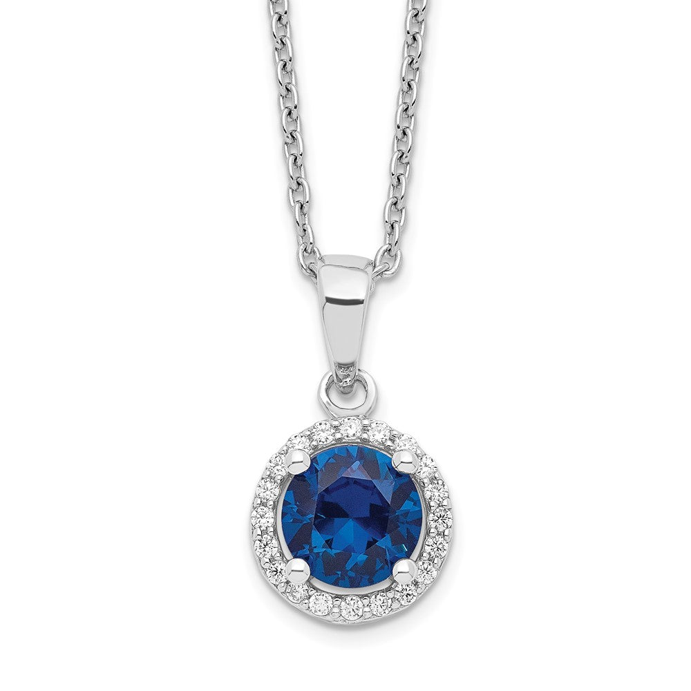 Sterling Silver Brilliant Embers Rhodium-Plated 20 Stone 18 Inch White And Blue Micro Pav Cz Necklace With 2 Extender