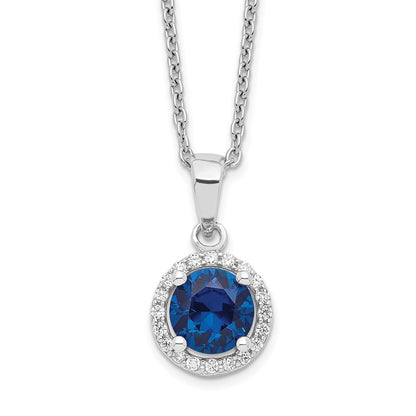 Sterling Silver Brilliant Embers Rhodium-Plated 20 Stone 18 Inch White And Blue Micro Pav Cz Necklace With 2 Extender