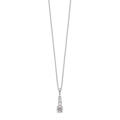 Sterling Silver Brilliant Embers Rhodium-Plated 3 Stone 18 Inch Micro Pav Cz Necklace With 2 Extender