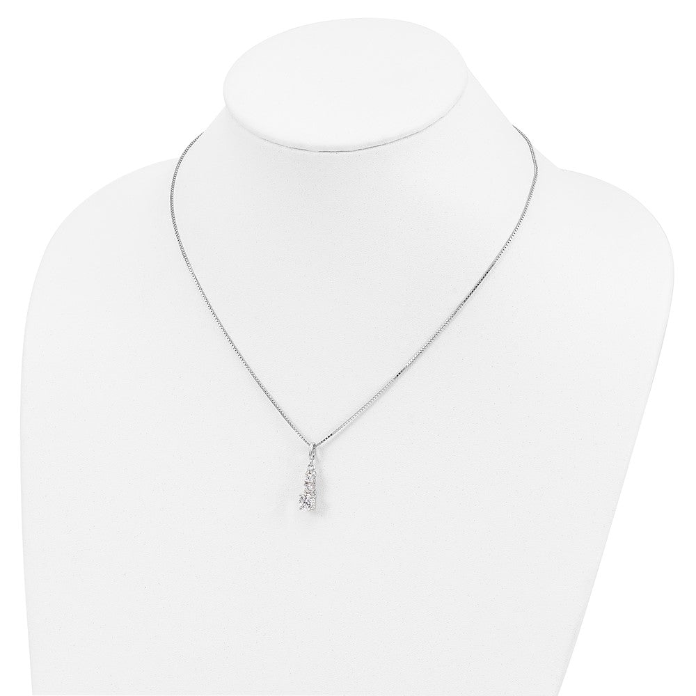 Sterling Silver Brilliant Embers Rhodium-Plated 3 Stone 18 Inch Micro Pav Cz Necklace With 2 Extender